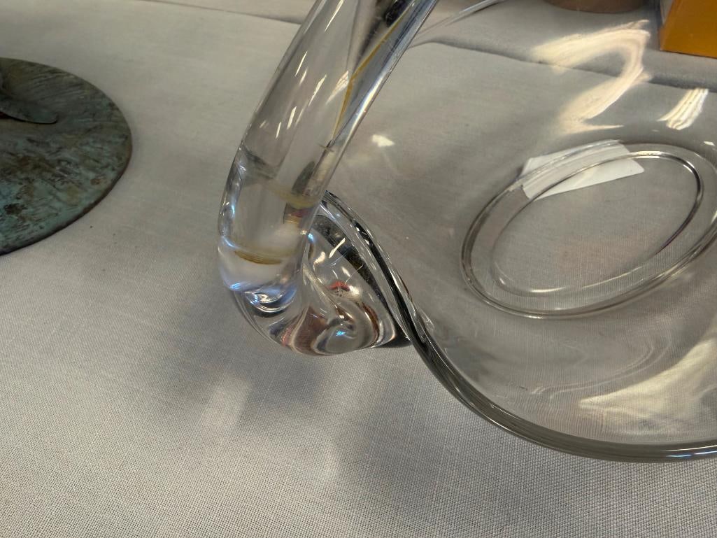 VINTAGE DUNCAN MILLER BLOWN CLEAR GLASS SWAN FRUIT BASKET - 5