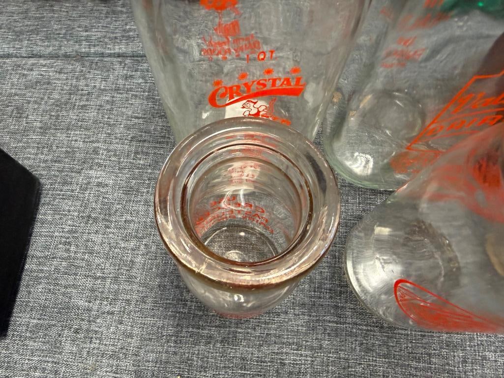SEVEN ASSORTED ANTIQUE GLASS BOTTLES INCLUDING VALLEY DAIRY AND CRYSTAL MILK BOTTLES - 5