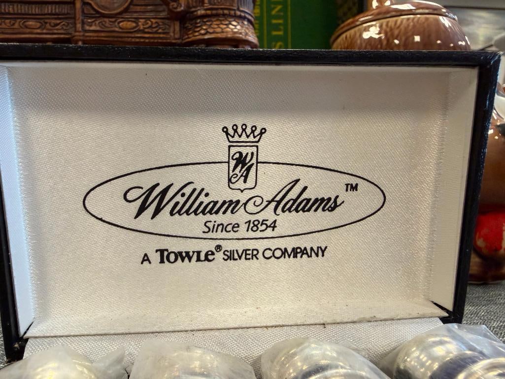 VINTAGE SET OF FOUR TOWLE WILLIAM ADAMS SILVER PLATED COBALT GLASS SHAKERS - 3
