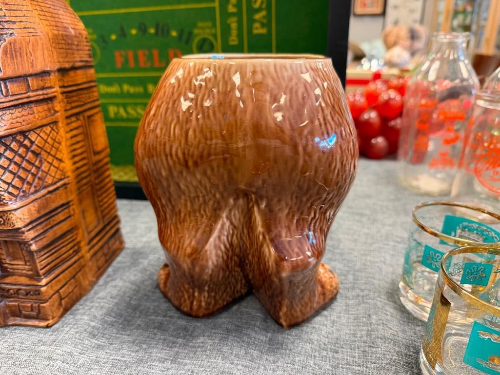 VINTAGE MCCOY POTTERY THINKING DOG CERAMIC COOKIE JAR AND TREASURE CRAFT HOUSE CERAMIC COOKIE JAR - 11