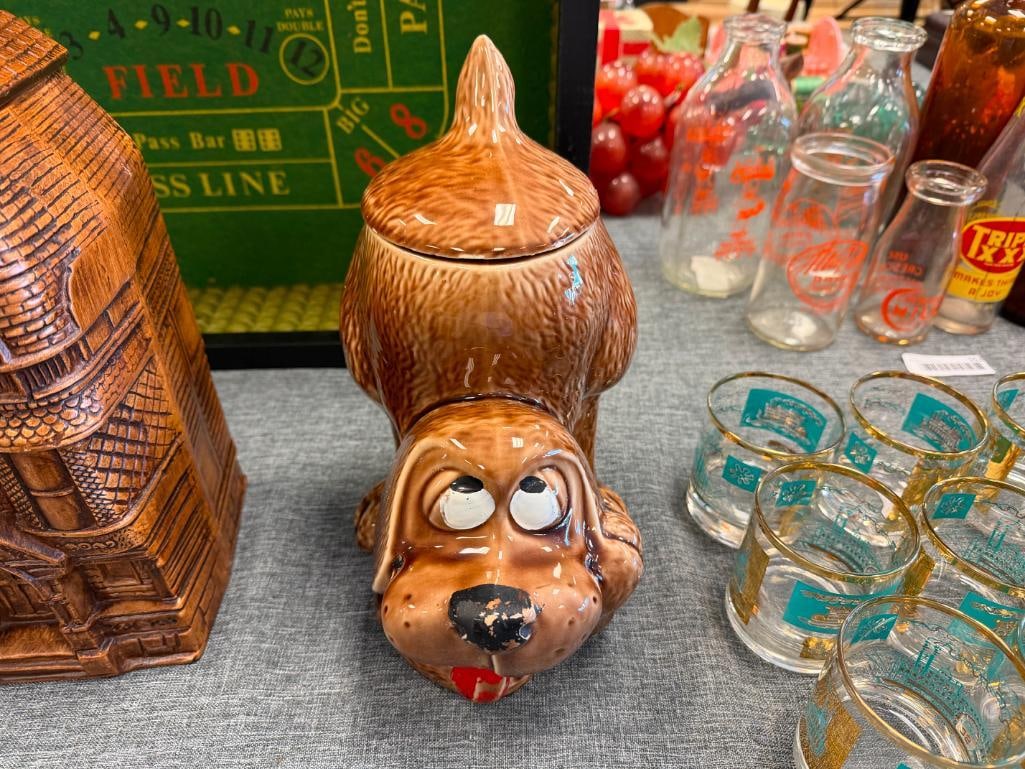 VINTAGE MCCOY POTTERY THINKING DOG CERAMIC COOKIE JAR AND TREASURE CRAFT HOUSE CERAMIC COOKIE JAR - 3