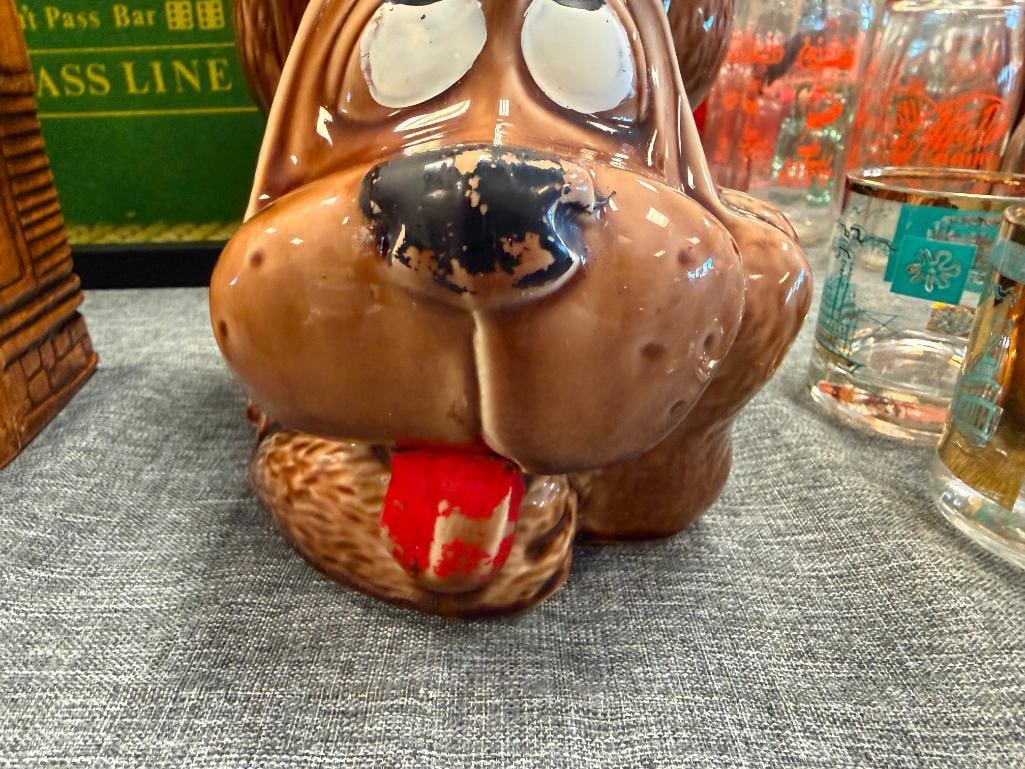 VINTAGE MCCOY POTTERY THINKING DOG CERAMIC COOKIE JAR AND TREASURE CRAFT HOUSE CERAMIC COOKIE JAR - 6