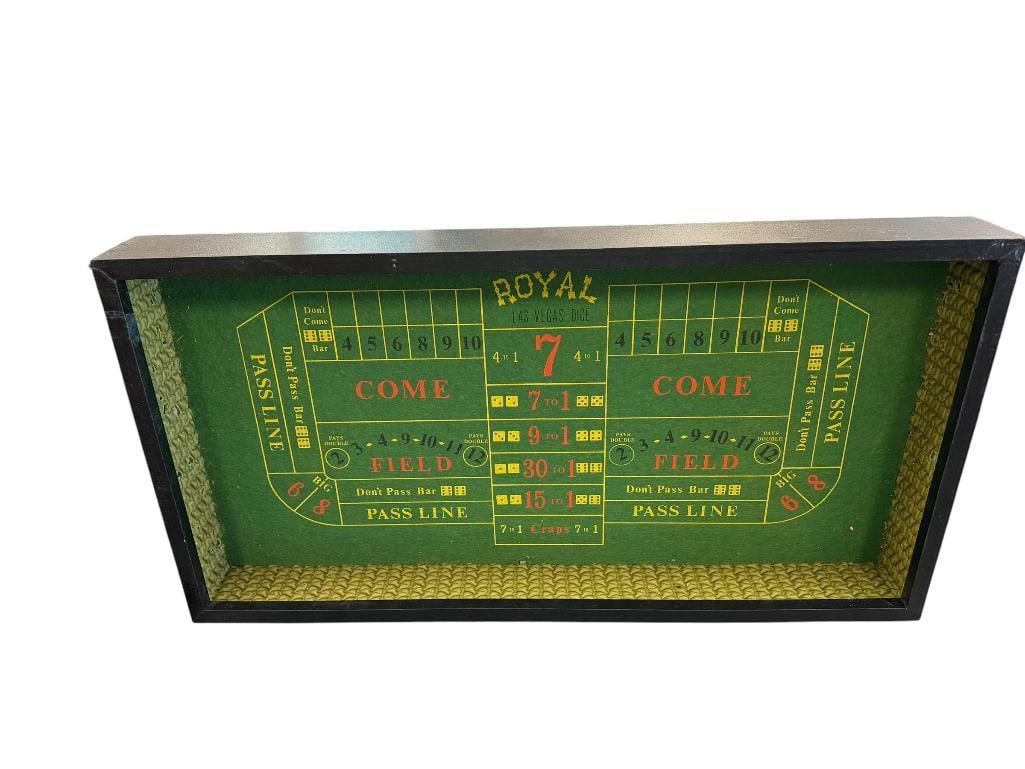 AWESOME TABLETOP BAR CRAP'S TABLE WITH GREEN FELT AND CLASSIC YELLOW STRIPING (1 of 9)