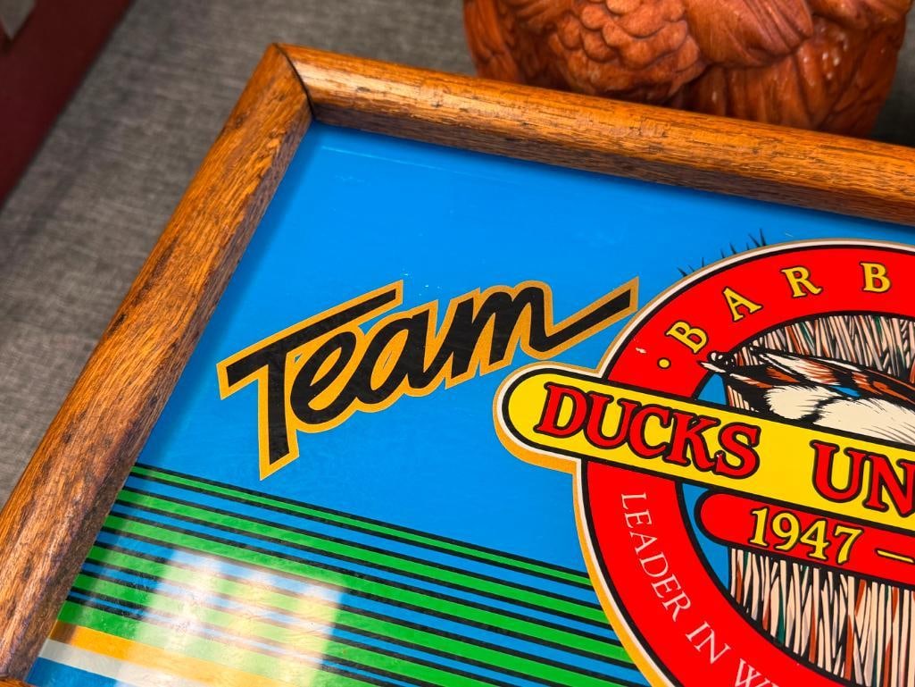 1987, 1989, 1992, AND 1994 NEVADA BIGHORNS UNLIMITED AND RENO DUCKS UNLIMITED GLASS SIGNS WITH OAK - 5