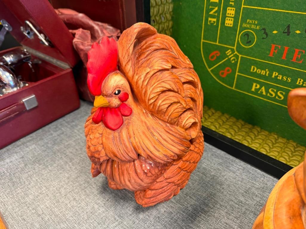 VINTAGE TREASURE CRAFT FIGURAL PIG CERAMIC COOKIE JAR AND ATLANTIC MOLD ROOSTER CERAMIC COOKIE JAR - 12
