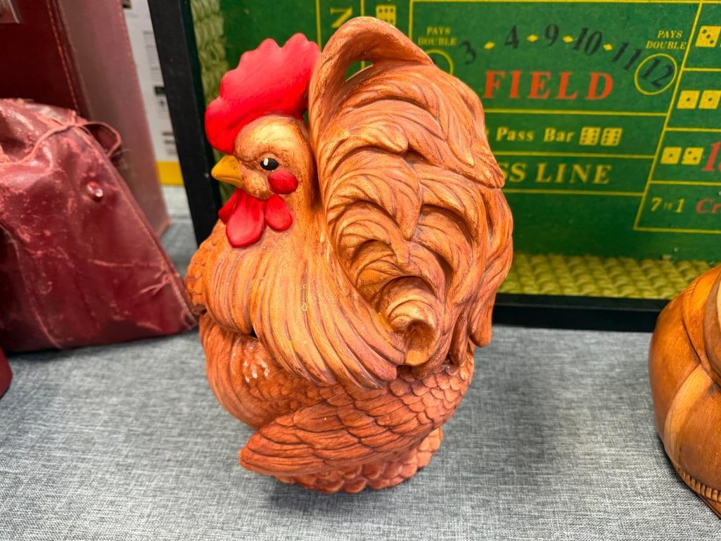 VINTAGE TREASURE CRAFT FIGURAL PIG CERAMIC COOKIE JAR AND ATLANTIC MOLD ROOSTER CERAMIC COOKIE JAR - 15
