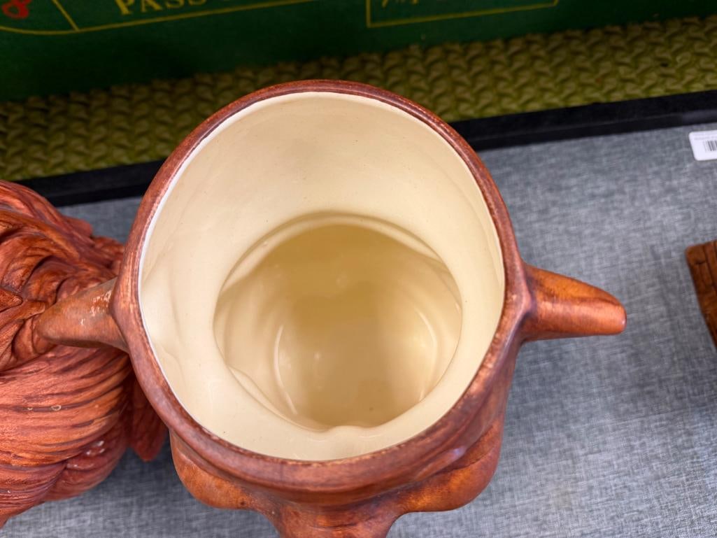VINTAGE TREASURE CRAFT FIGURAL PIG CERAMIC COOKIE JAR AND ATLANTIC MOLD ROOSTER CERAMIC COOKIE JAR - 8
