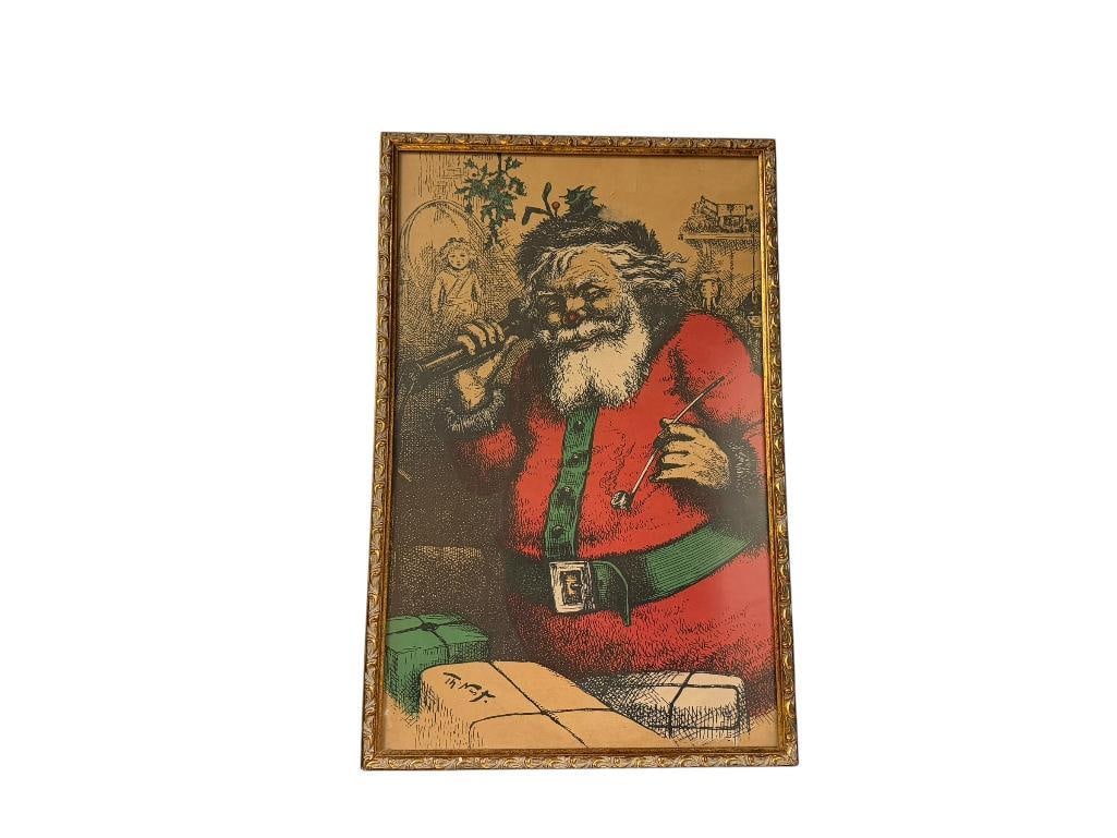 ANTIQUE ILLUSTRATION OF SANTA CLAUS BY THOMAS NAST. FROM HARPER'S WEEKLY, JAN. 1, 1881 - 2