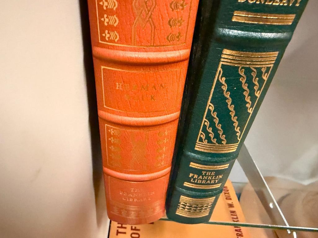 FIVE SIGNED THE FRANKLIN LIBRARY LEATHER BOUND BOOKS INCLUDING " THE CANE MUTINY " BY HERMAN WOUK - 11
