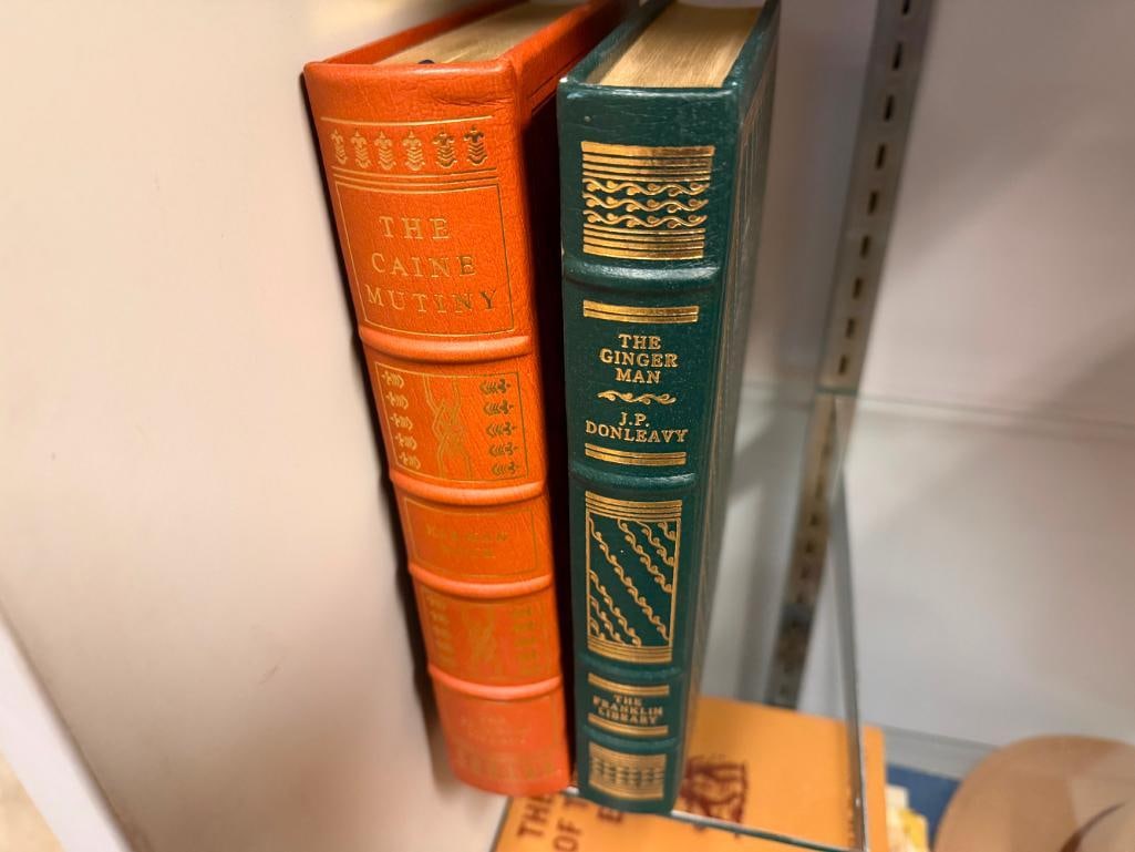 FIVE SIGNED THE FRANKLIN LIBRARY LEATHER BOUND BOOKS INCLUDING " THE CANE MUTINY " BY HERMAN WOUK - 7