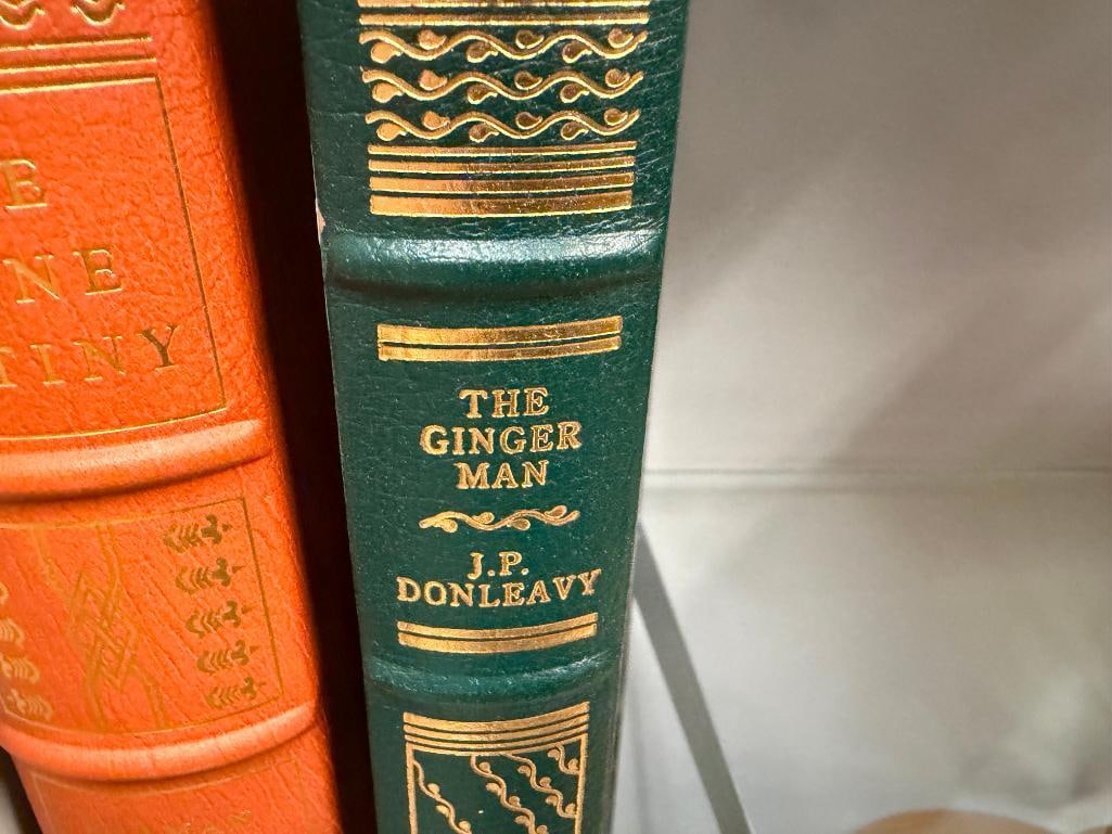 FIVE SIGNED THE FRANKLIN LIBRARY LEATHER BOUND BOOKS INCLUDING " THE CANE MUTINY " BY HERMAN WOUK - 8