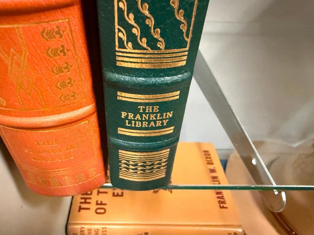 FIVE SIGNED THE FRANKLIN LIBRARY LEATHER BOUND BOOKS INCLUDING " THE CANE MUTINY " BY HERMAN WOUK - 9