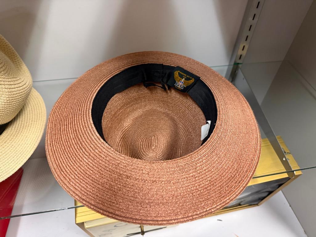 THREE HATS INCLUDING AMERICAN HAT MAKERS, HENSCHEL HAT CO., AND POLYESTER FASHION HAT WITH LEATHER - 13
