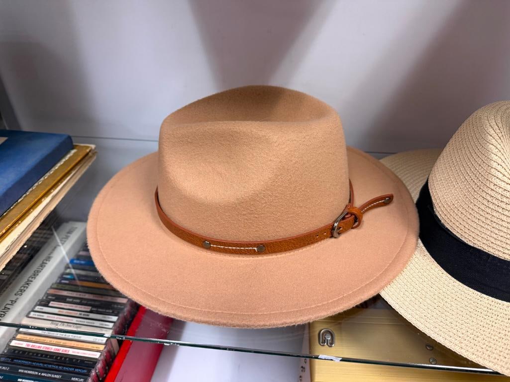 THREE HATS INCLUDING AMERICAN HAT MAKERS, HENSCHEL HAT CO., AND POLYESTER FASHION HAT WITH LEATHER - 3