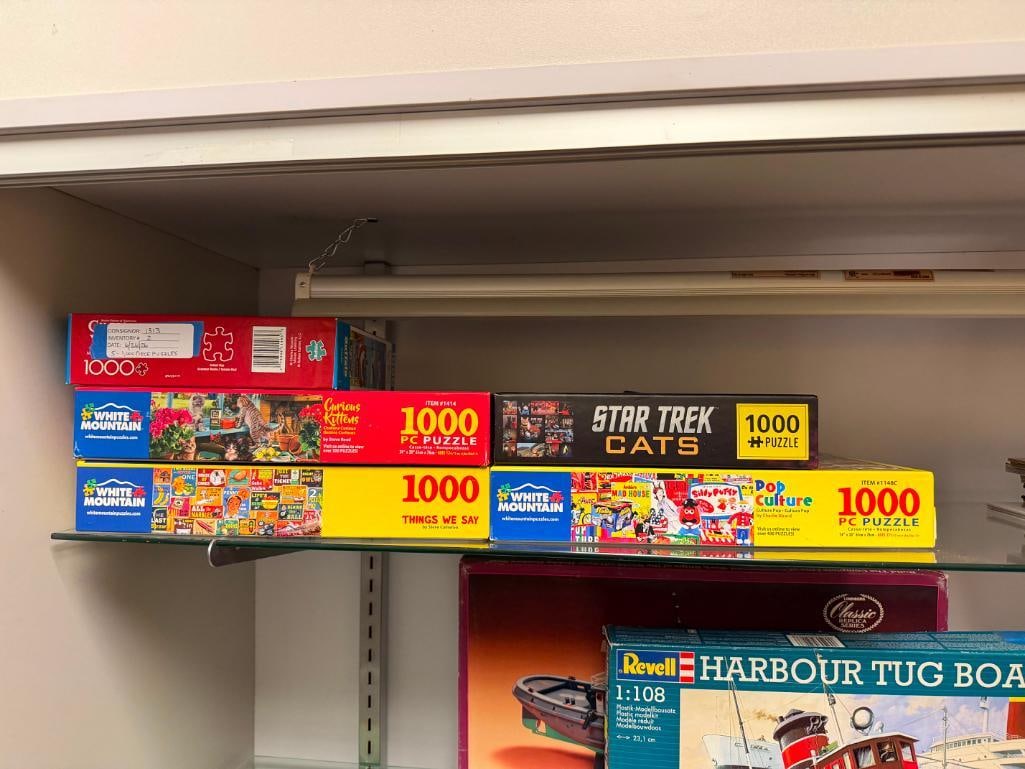 FIVE 1,000 PIECE PUZZLES INCLUDING THREE BY WHITE MOUNTAIN, STAR TREK CATS, AND CHARLES WYSOCKI - 2