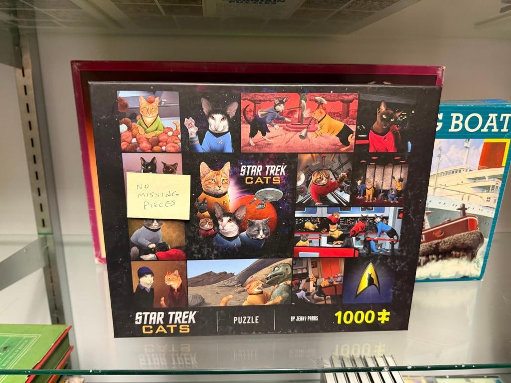 FIVE 1,000 PIECE PUZZLES INCLUDING THREE BY WHITE MOUNTAIN, STAR TREK CATS, AND CHARLES WYSOCKI - 4