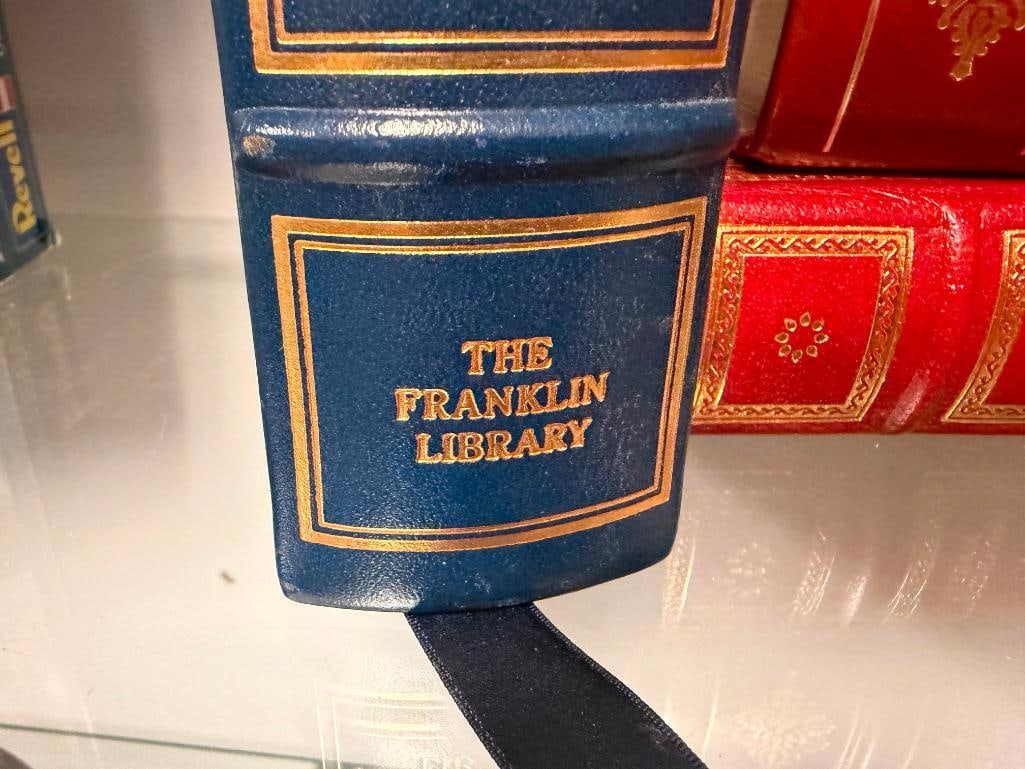 SIX SIGNED FRANKLIN LIBRARY LEATHER BOUND BOOKS INCLUDING " THE AGONY AND THE ECSTAST " - 12