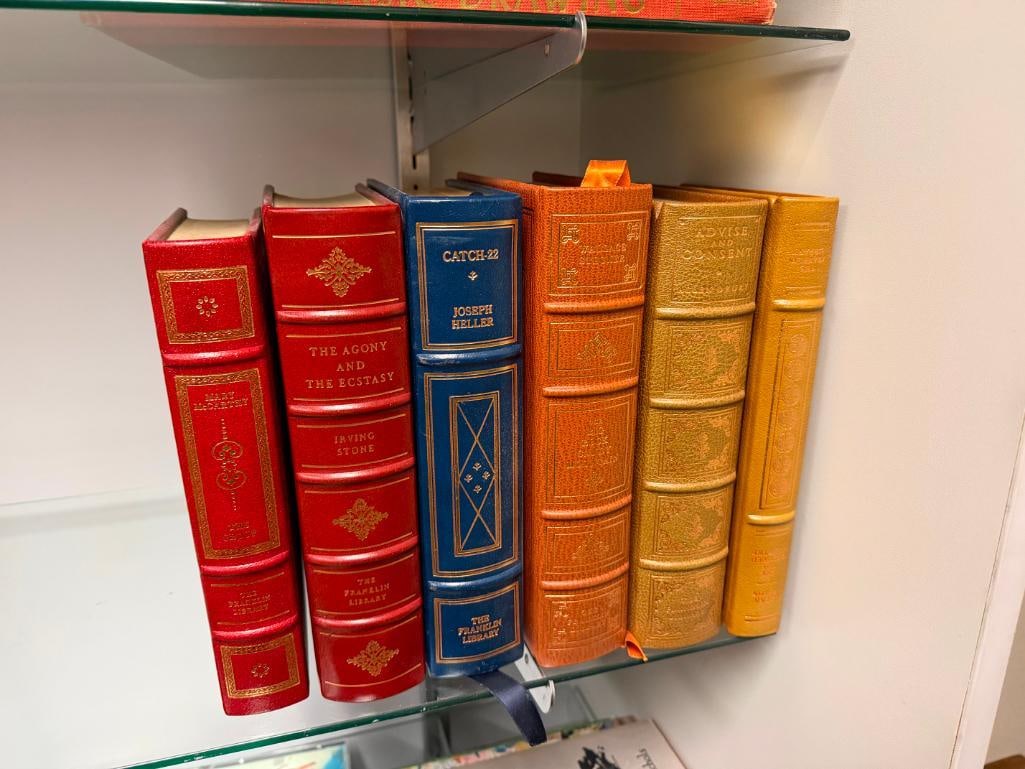 SIX SIGNED FRANKLIN LIBRARY LEATHER BOUND BOOKS INCLUDING " THE AGONY AND THE ECSTAST " - 4