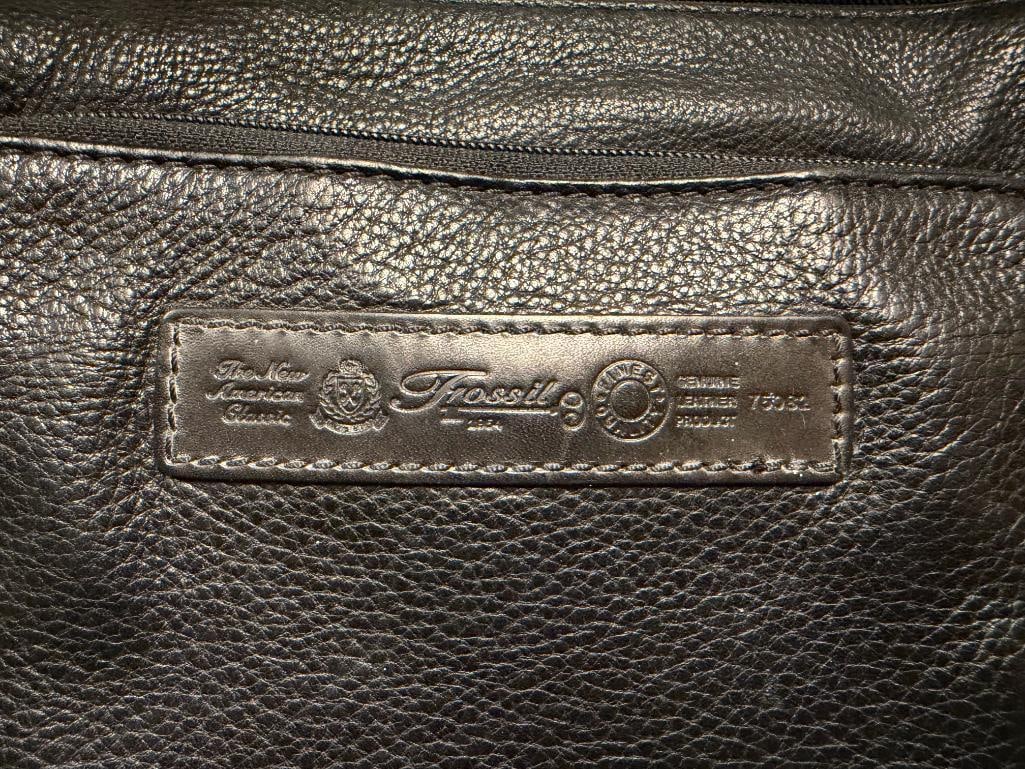 THREE LADIES BLACK LEATHER PURSES / HANDBAGS BY FOSSIL, COBB & CO., AND STONE MOUNTAIN - 4