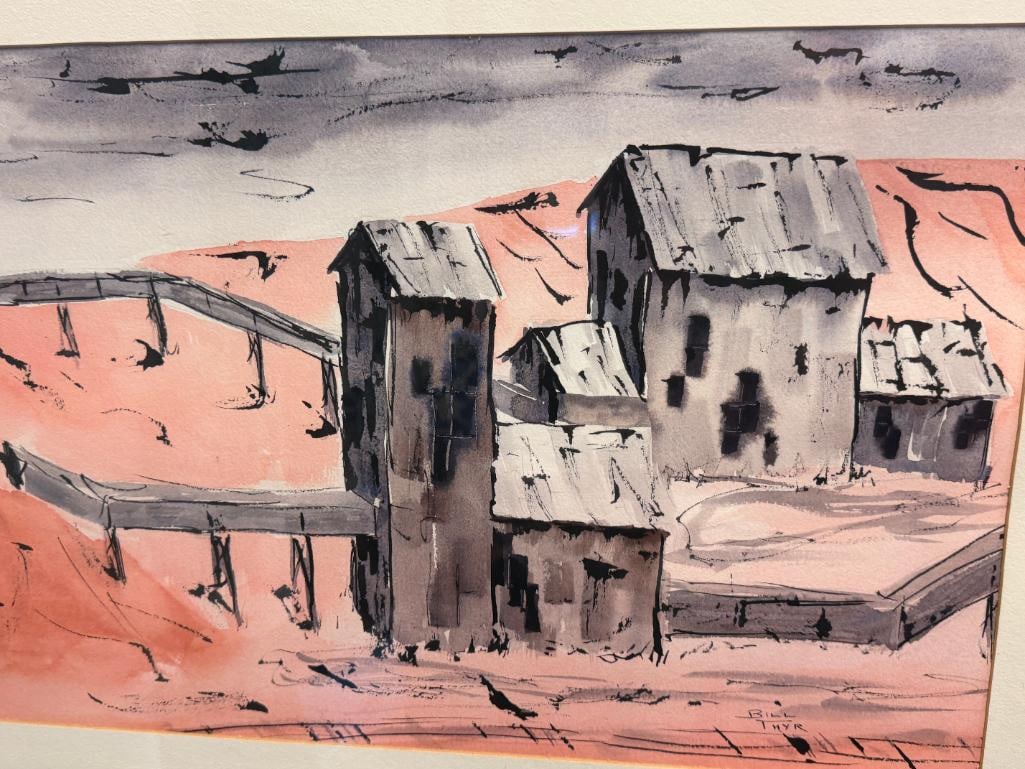 BILL THYR NEVADA ARTIST ORIGINAL WATERCOLOR ON PAPER PAINTING TITLED GRANITE MINE - 13