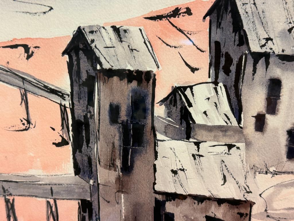 BILL THYR NEVADA ARTIST ORIGINAL WATERCOLOR ON PAPER PAINTING TITLED GRANITE MINE - 14