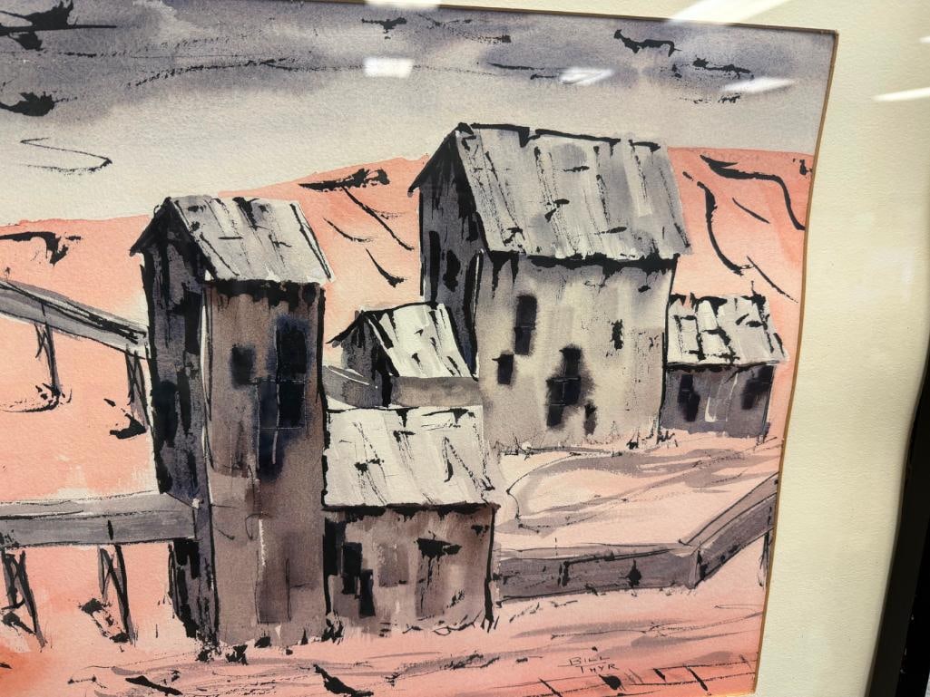 BILL THYR NEVADA ARTIST ORIGINAL WATERCOLOR ON PAPER PAINTING TITLED GRANITE MINE - 4