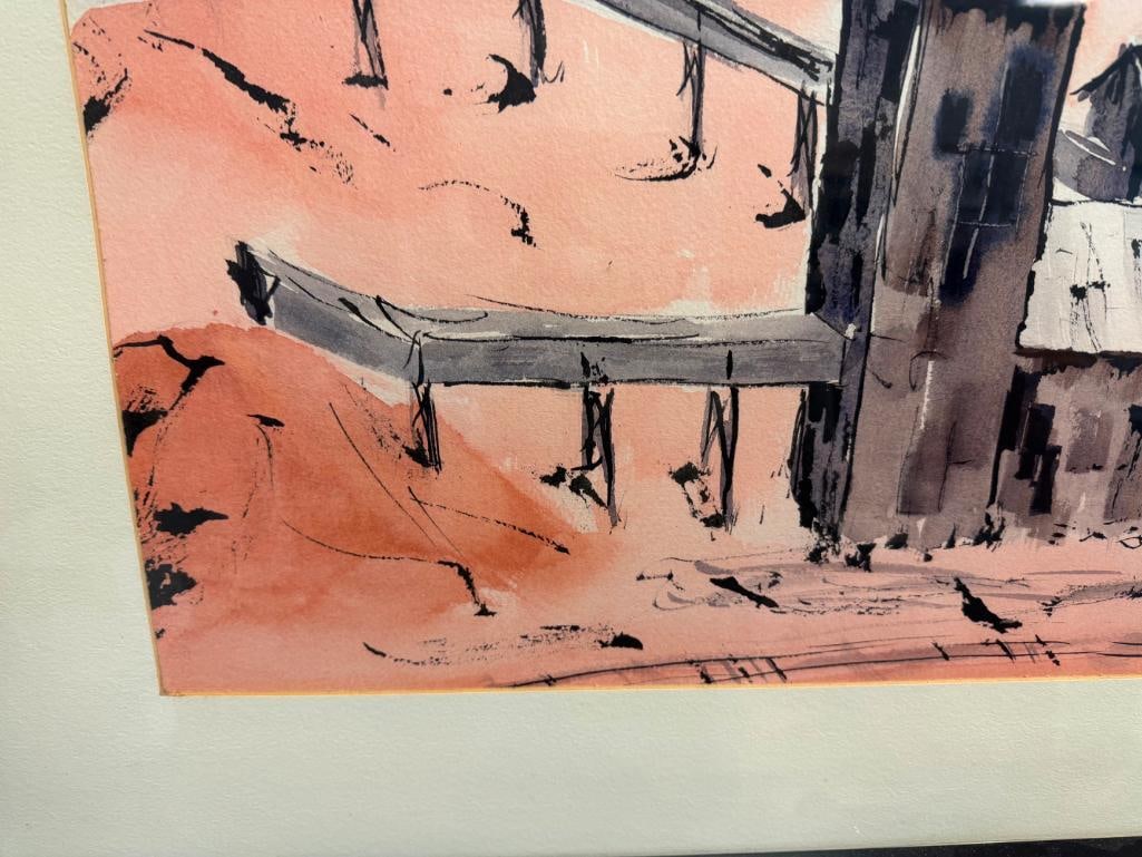 BILL THYR NEVADA ARTIST ORIGINAL WATERCOLOR ON PAPER PAINTING TITLED GRANITE MINE - 6