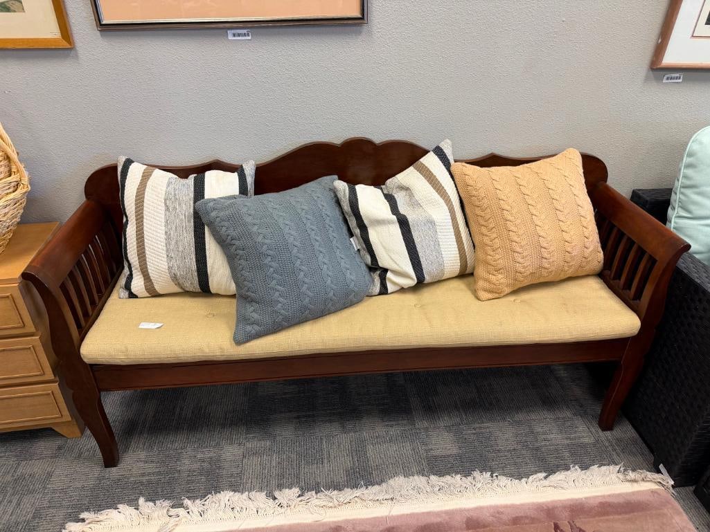 L. & J.G. STICKLEY / NICHOLS AND STONE CHAIR CO. DARK FINISHED LONG BENCH - 2