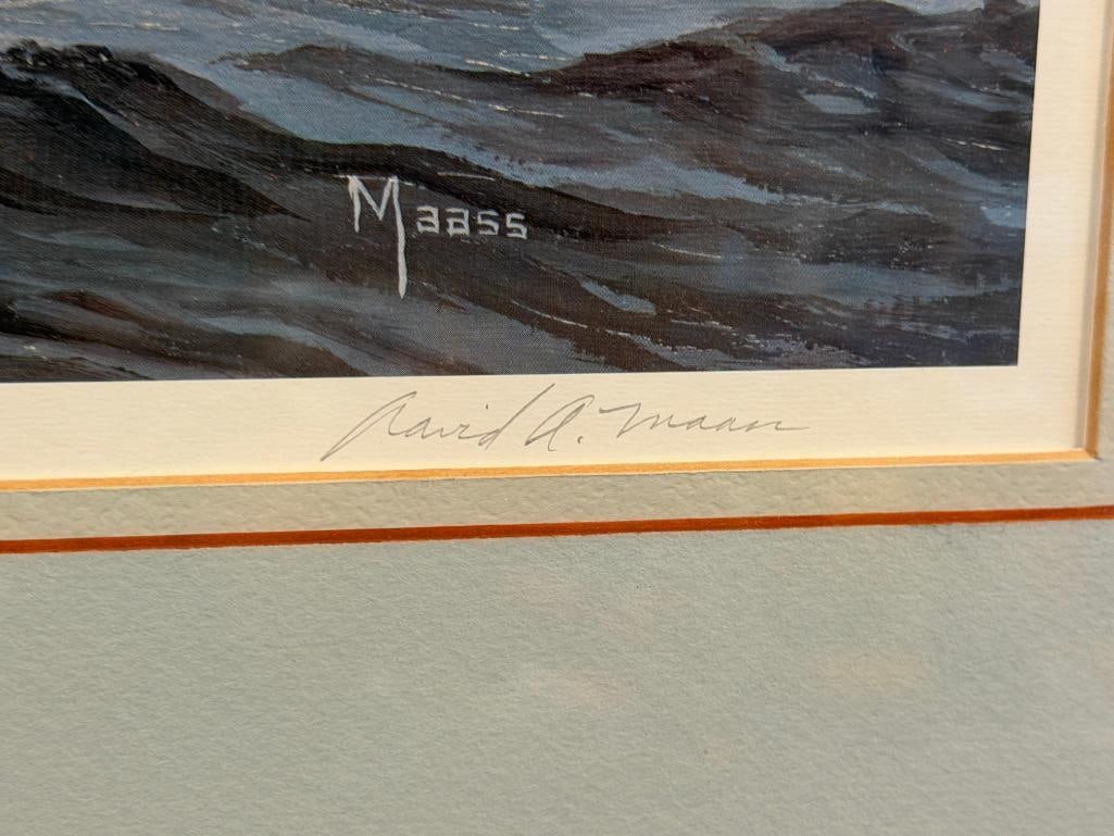 DAVID A. MAASS AMERICAN WILDLIFE ARTIST LIMITED EDITION PRINT WINDSWEPT MARSH CANVASBACKS 387/950 - 5