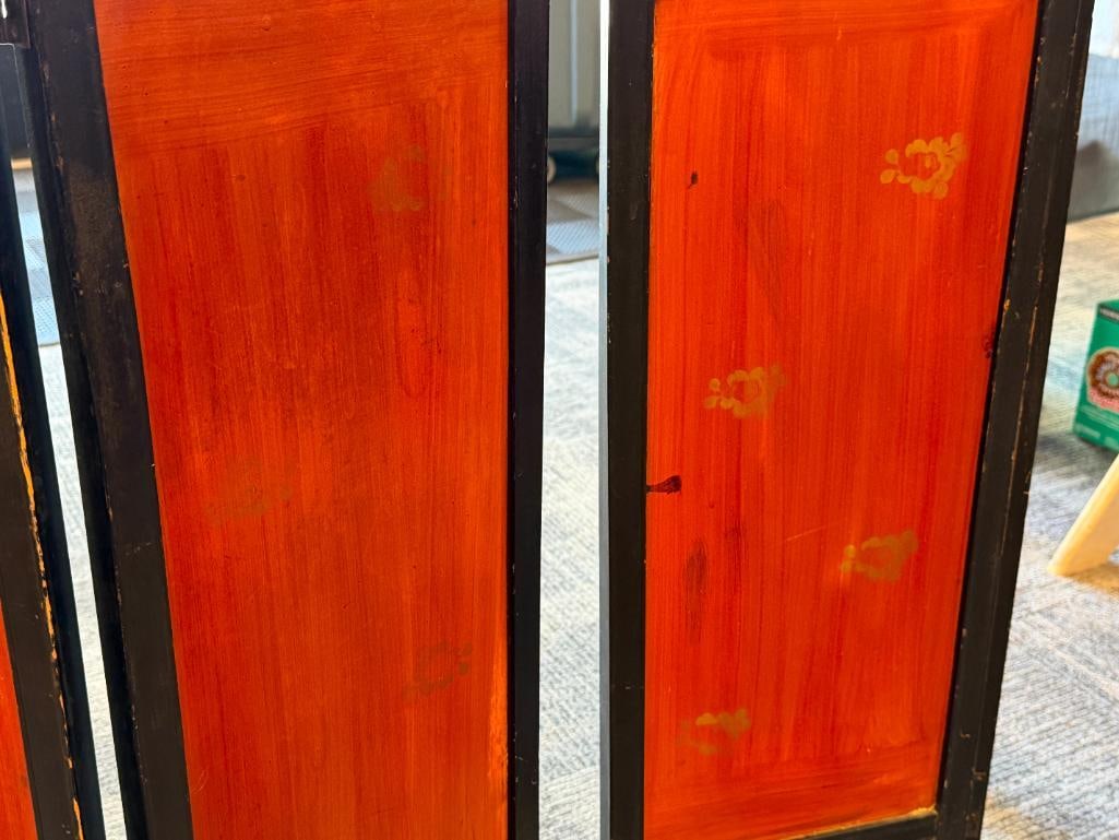 FOUR PIECE CHINESE LACQUERED WOOD ROOM DIVIDER DECORATION WITH ABALONE SHELL INLAY - 11