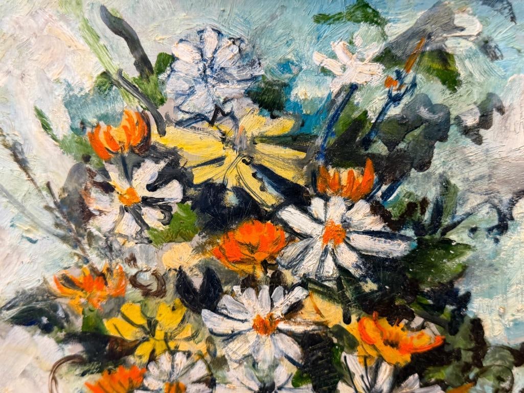 THOMAS DORLAND ORIGINAL ACRYLIC ON BOARD FLORAL STILL-LIFE, SIGNED LOWER LEFT - 3