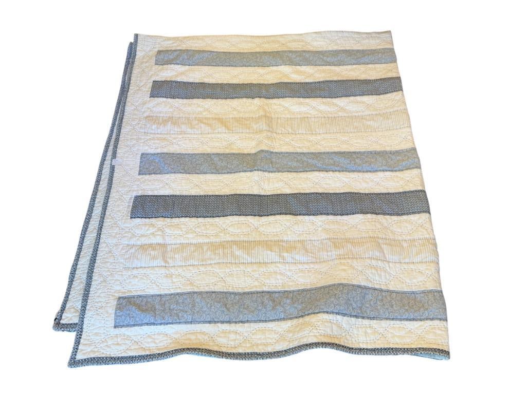 WEDGEWOOD QUILTED BED SPREAD STRIPE DESIGN: 96" X 82"