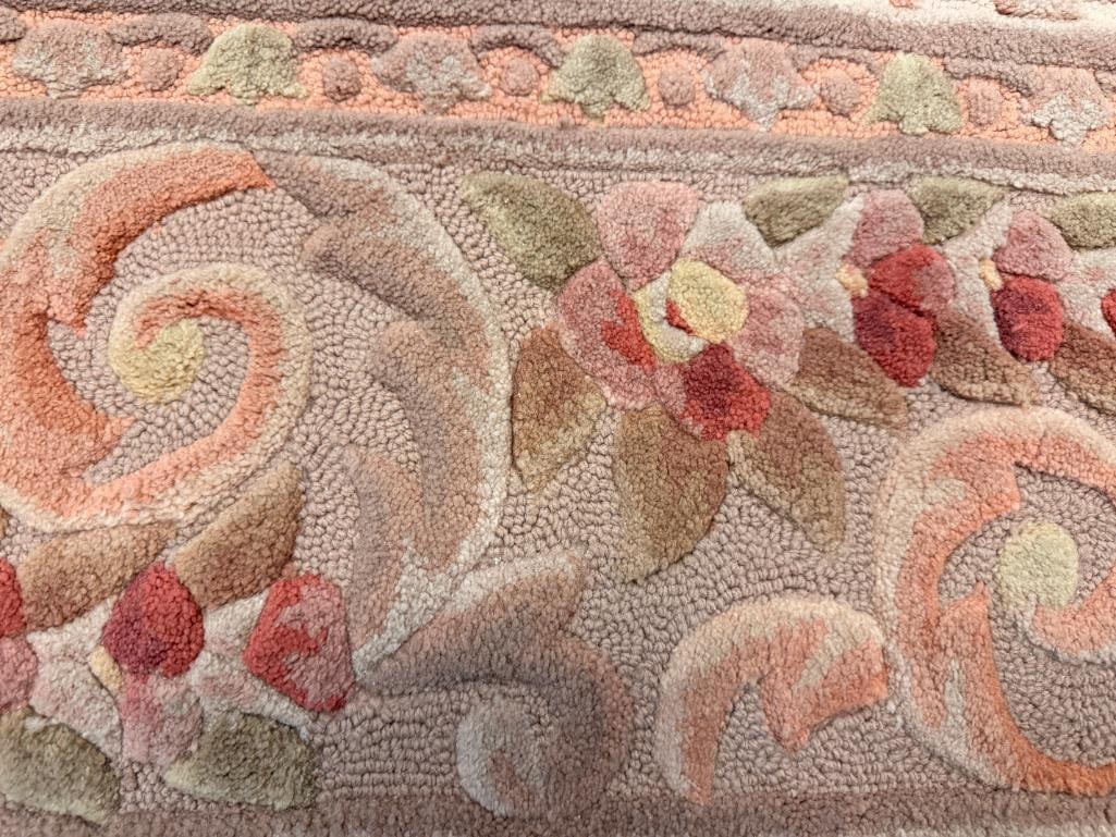 HAND MADE HOOKED / SCULPTED ACRYLIC AREA RUG FLORAL DESIGN - 4