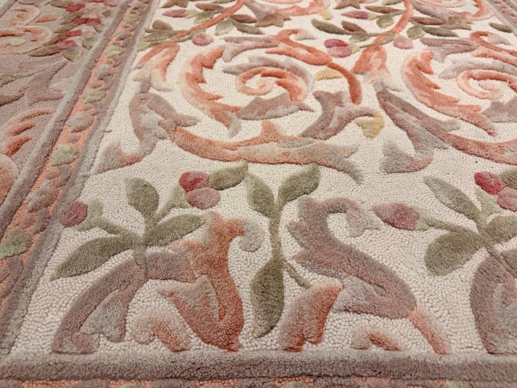 HAND MADE HOOKED / SCULPTED ACRYLIC AREA RUG FLORAL DESIGN - 5