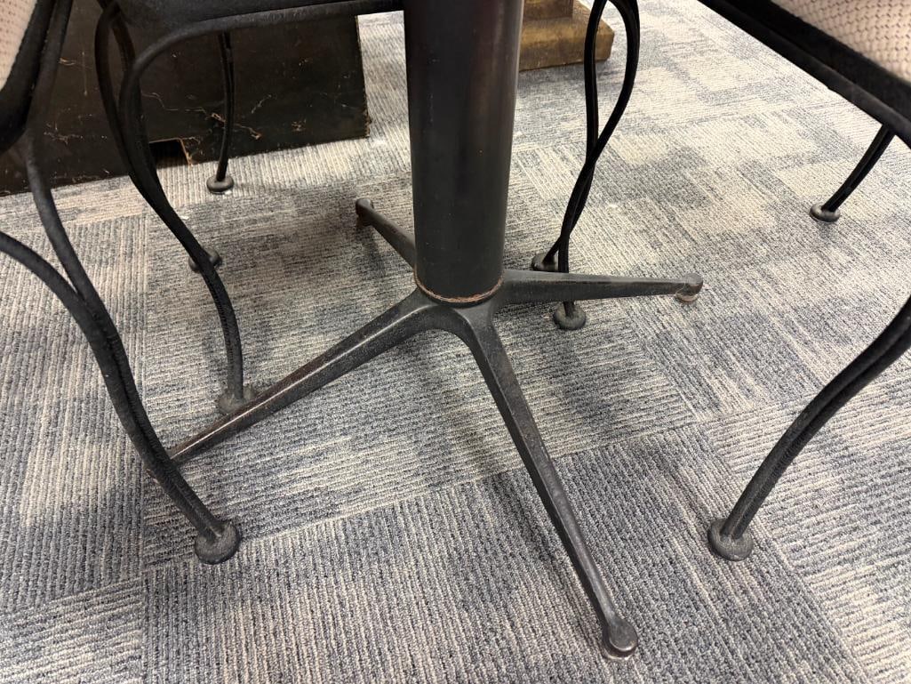 CHROMCRAFT CORP. VINTAGE METAL SIDE CHAIRS BLACK WRINKLE FINISH PLUS LAMINATE TABLE WITH METAL BASE - 18