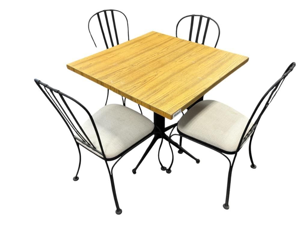 CHROMCRAFT CORP. VINTAGE METAL SIDE CHAIRS BLACK WRINKLE FINISH PLUS LAMINATE TABLE WITH METAL BASE (1 of 9)