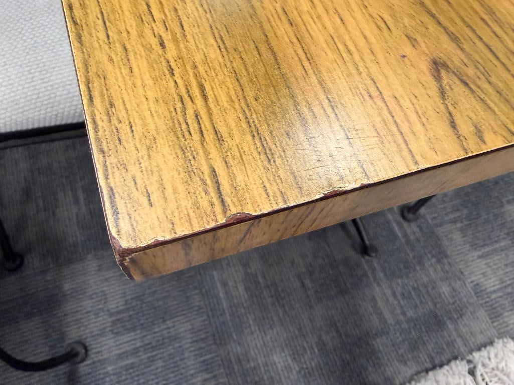 CHROMCRAFT CORP. VINTAGE METAL SIDE CHAIRS BLACK WRINKLE FINISH PLUS LAMINATE TABLE WITH METAL BASE - 20