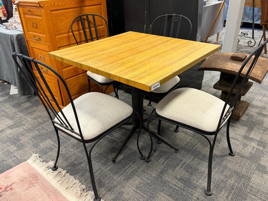 CHROMCRAFT CORP. VINTAGE METAL SIDE CHAIRS BLACK WRINKLE FINISH PLUS LAMINATE TABLE WITH METAL BASE - 2
