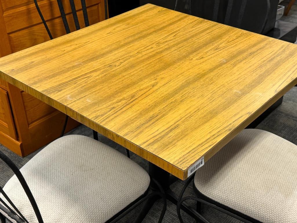 CHROMCRAFT CORP. VINTAGE METAL SIDE CHAIRS BLACK WRINKLE FINISH PLUS LAMINATE TABLE WITH METAL BASE - 3