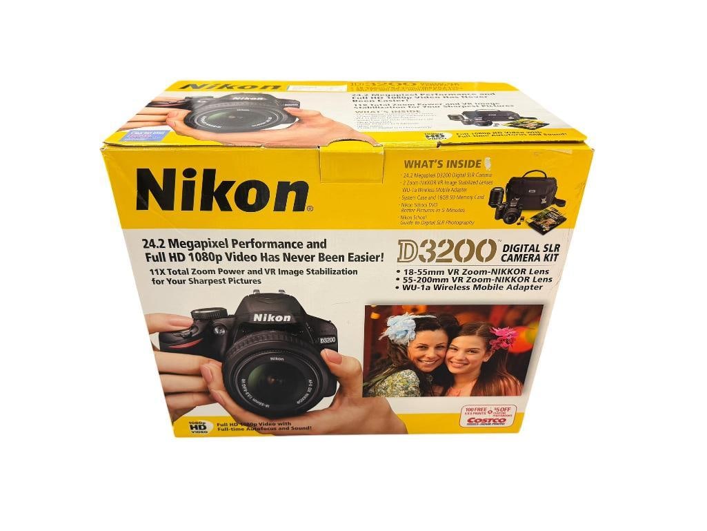 NIKON D3200 DIGITAL SLR CAMERA KIT INCLUDES CAMERA, 18-55MM DX LENS (1 of 17)