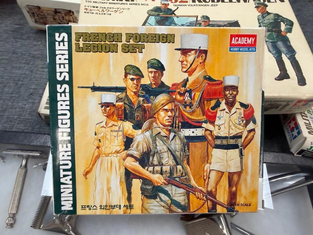 SEVEN TAMIYA, REVELL, DRAGON 1/35 PLASTIC KIT MODEL FIGURES, VEHICLE, AND ACCESSROIES - 12