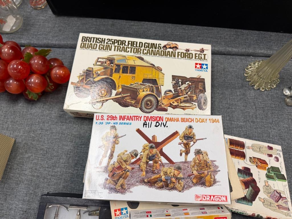 SEVEN TAMIYA, REVELL, DRAGON 1/35 PLASTIC KIT MODEL FIGURES, VEHICLE, AND ACCESSROIES - 13