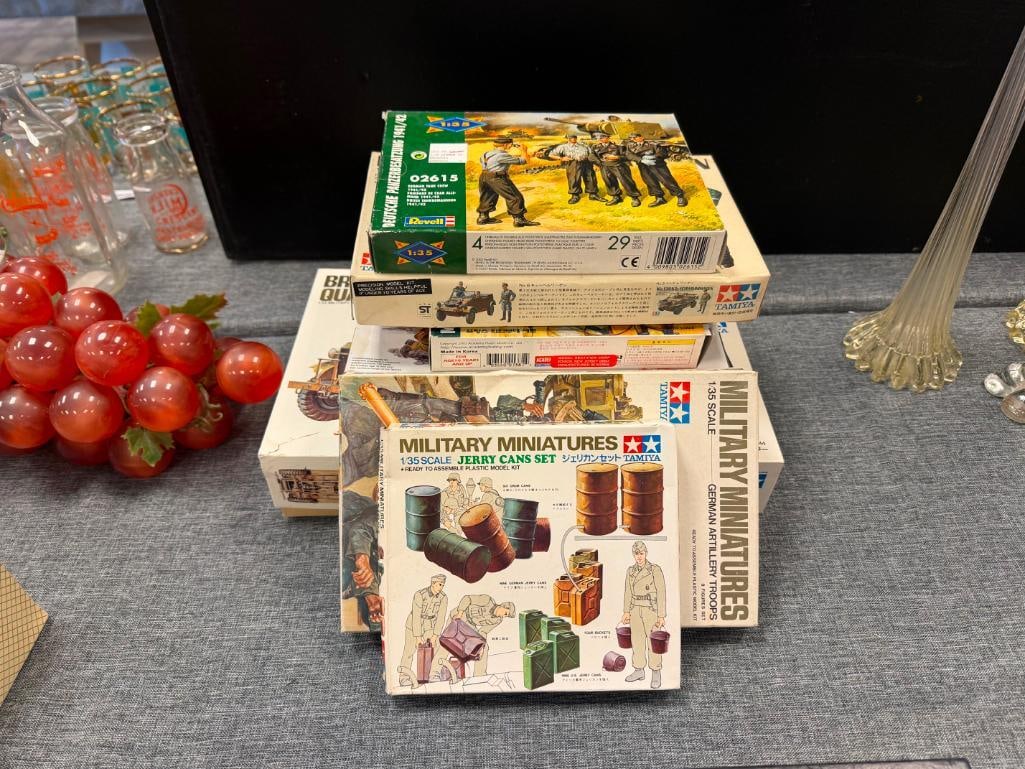 SEVEN TAMIYA, REVELL, DRAGON 1/35 PLASTIC KIT MODEL FIGURES, VEHICLE, AND ACCESSROIES - 2