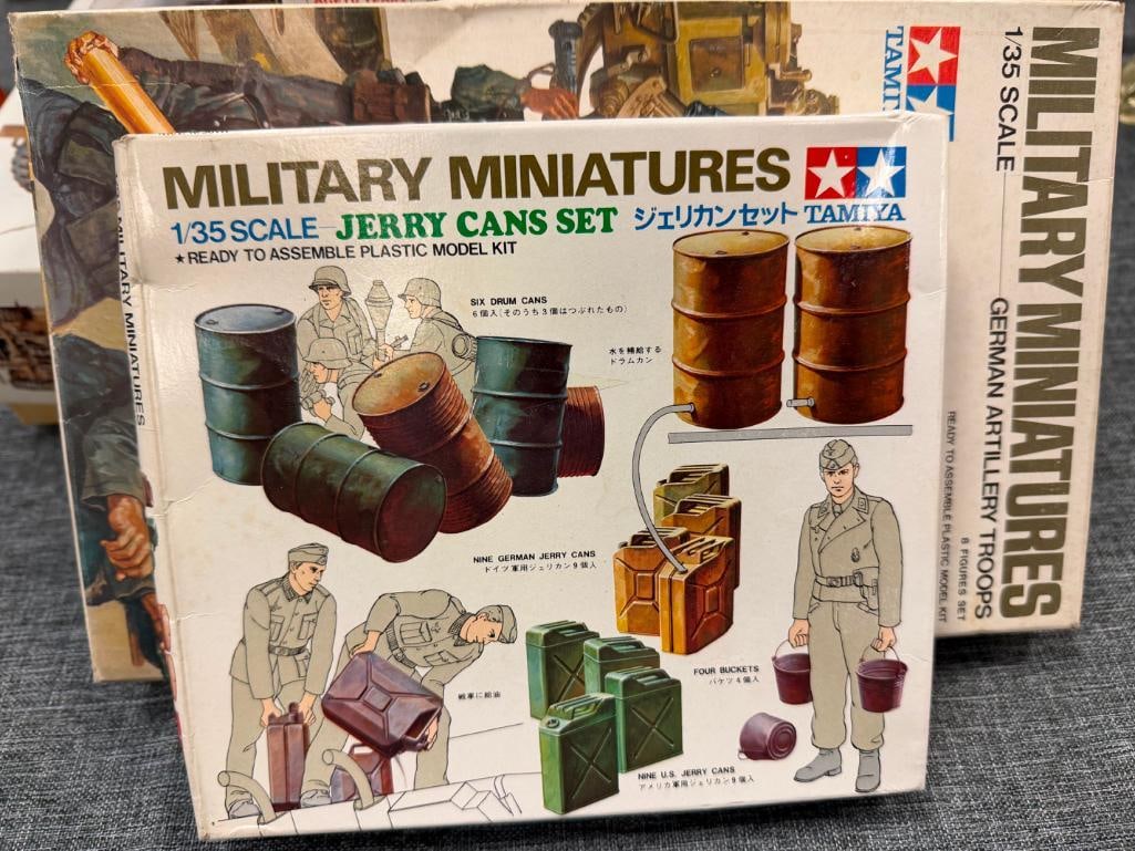 SEVEN TAMIYA, REVELL, DRAGON 1/35 PLASTIC KIT MODEL FIGURES, VEHICLE, AND ACCESSROIES - 3