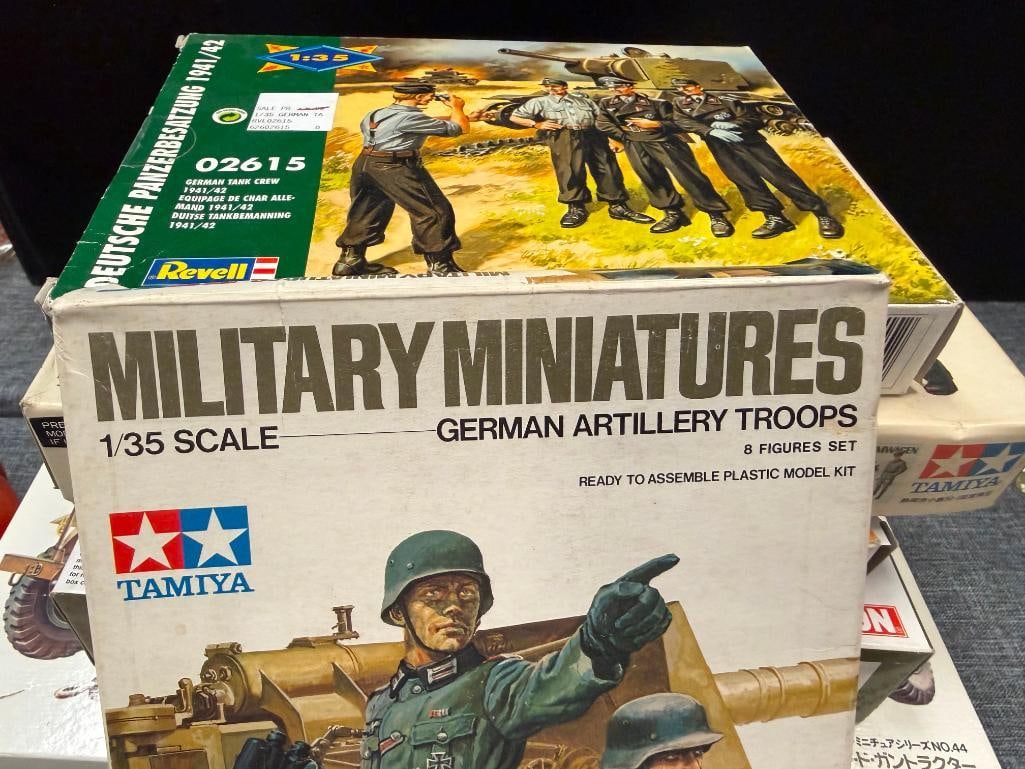 SEVEN TAMIYA, REVELL, DRAGON 1/35 PLASTIC KIT MODEL FIGURES, VEHICLE, AND ACCESSROIES - 7