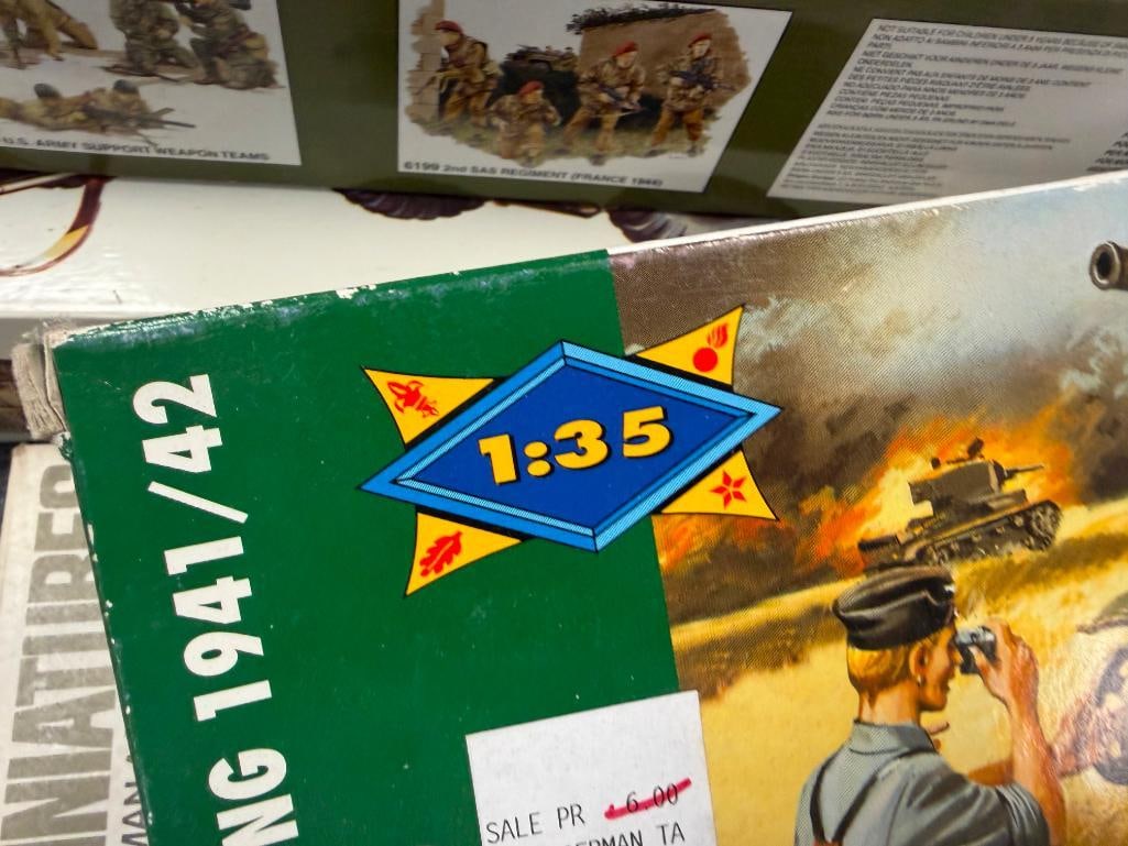 SEVEN TAMIYA, REVELL, DRAGON 1/35 PLASTIC KIT MODEL FIGURES, VEHICLE, AND ACCESSROIES - 9