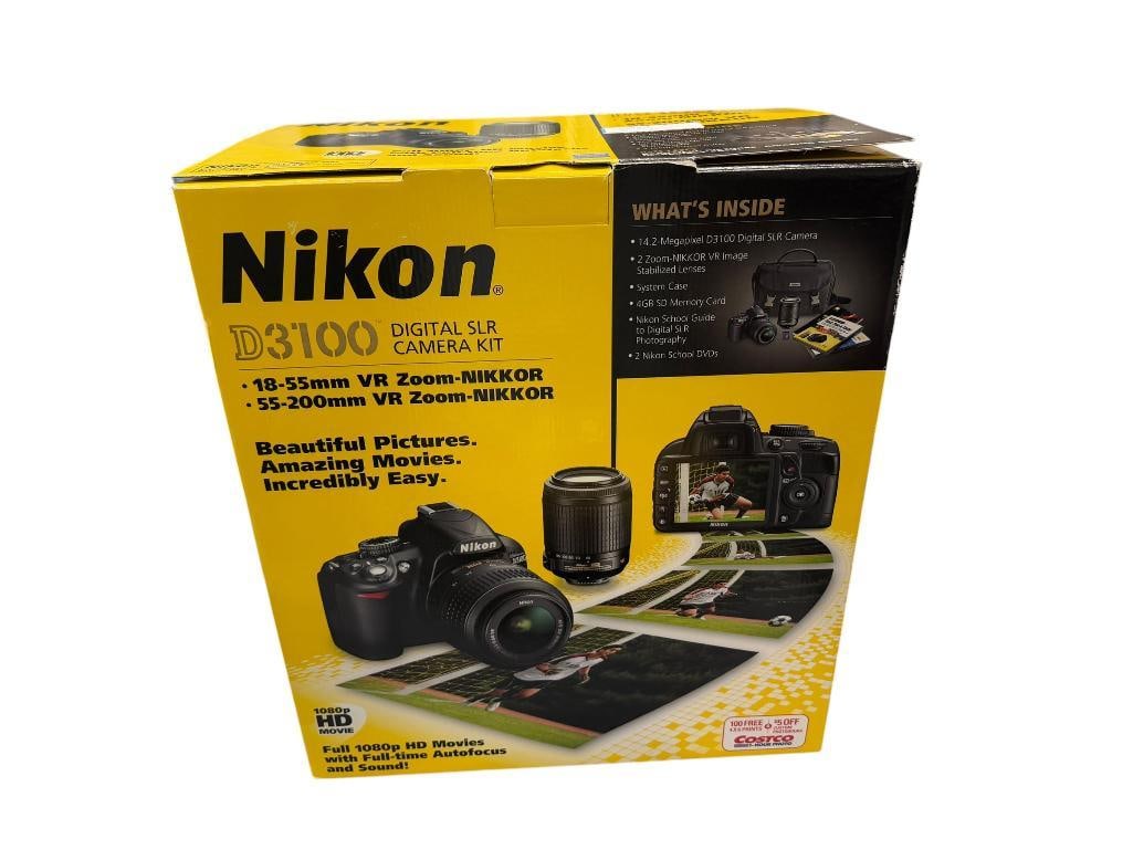 NIKON D3100 DIGITAL SLR CAMERA KIT INLCUDES 18-55MM DX AND 55-200DX LENSES (1 of 5)