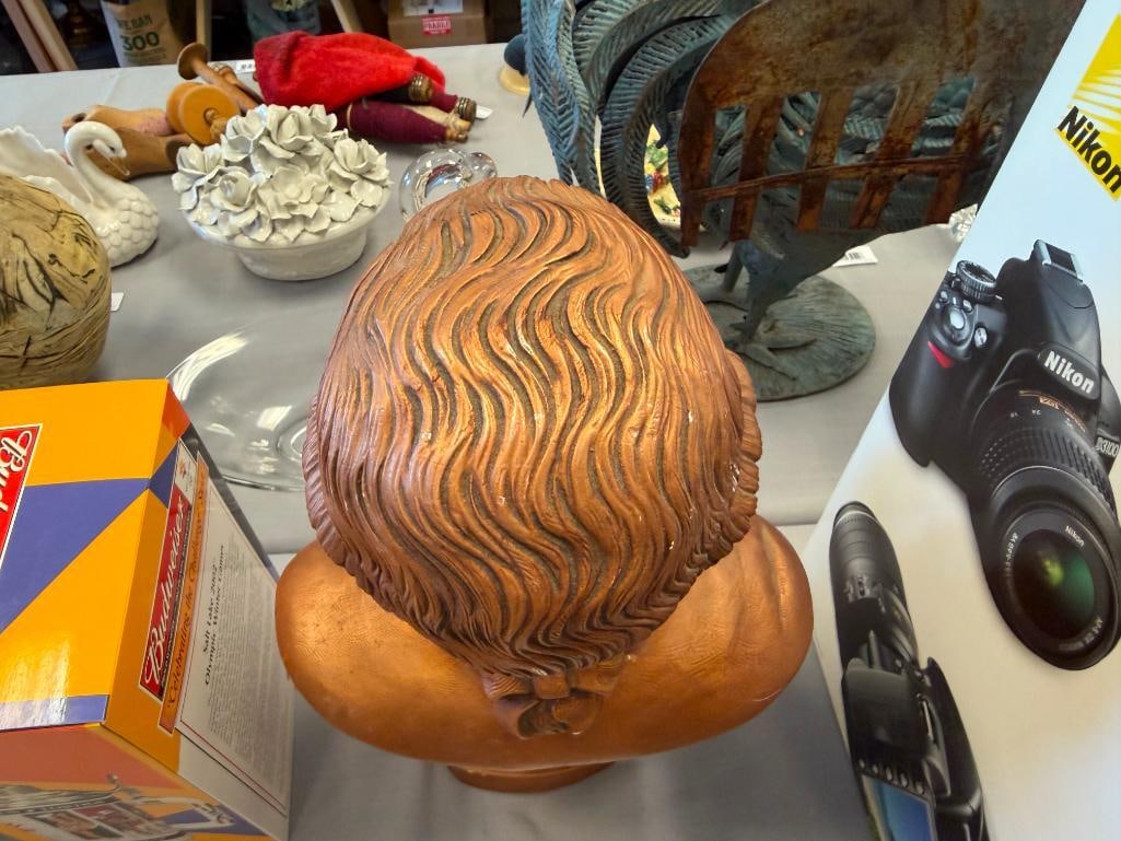 PLASTER MOZART CLASSICAL MUSICIAN COPPER FINISHED BUST - 11
