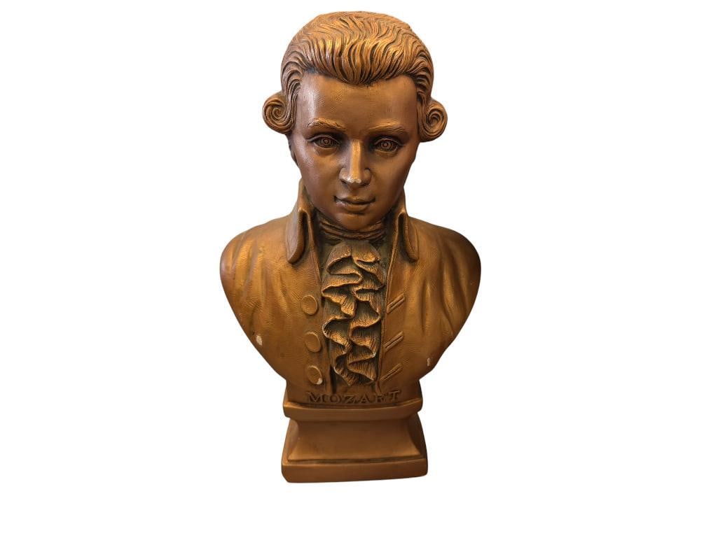 PLASTER MOZART CLASSICAL MUSICIAN COPPER FINISHED BUST (1 of 11)