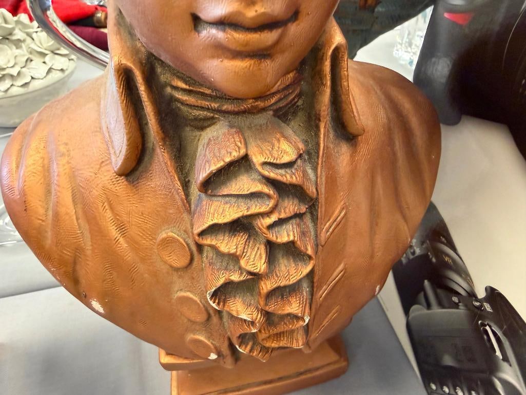 PLASTER MOZART CLASSICAL MUSICIAN COPPER FINISHED BUST - 5